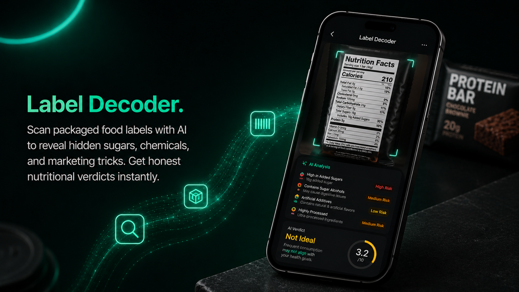 AI label decoder analyzing packaged food ingredients